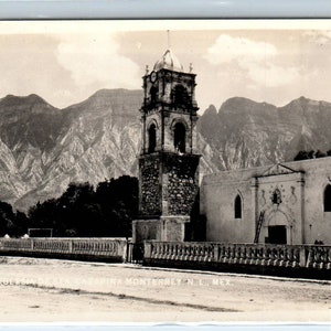 Iglesia de Santa Catarina y Cerro de las Mitras Mexico - RPPC Postcard TJ7-MP