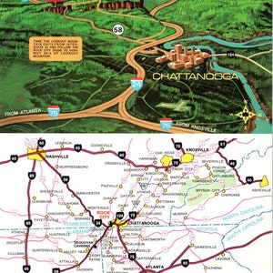 Carte vintage Rock City Lookout Mountain Chattanooga TN et brochure de voyage AF7-E2