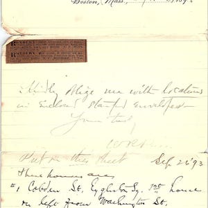 Membrete de 1893 de C. Russ & Co Carriage Mfg Boston con recorte de periódico AF3-17