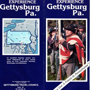 Carte de Gettysburg, PA et brochure de voyage dépliante TF4-BB