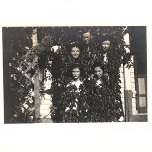 Irmãos e Irmãs Posando em Ivy RPPC Cartão Postal com Foto Real PB1