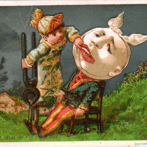 M.H. Carte commerciale de l'époque victorienne AE5 avec extraction de dent d'une tête géante, c1880