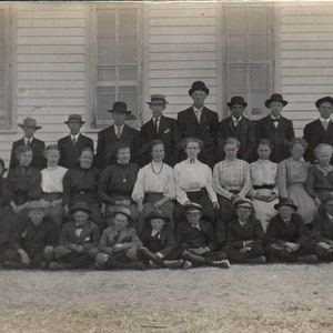 Foto da turma escolar Mestre Nels Nelson Wood Lake MN c1910 RPPC Cartão Postal AB9