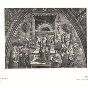 Pintoricchio Arithmetic 6.5x9.5&quot; - 1904 Original Engraving Plate TJ8-8
