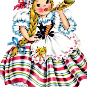 Bambola della Svizzera - Cartolina originale serie Dolls of Many Lands PB4