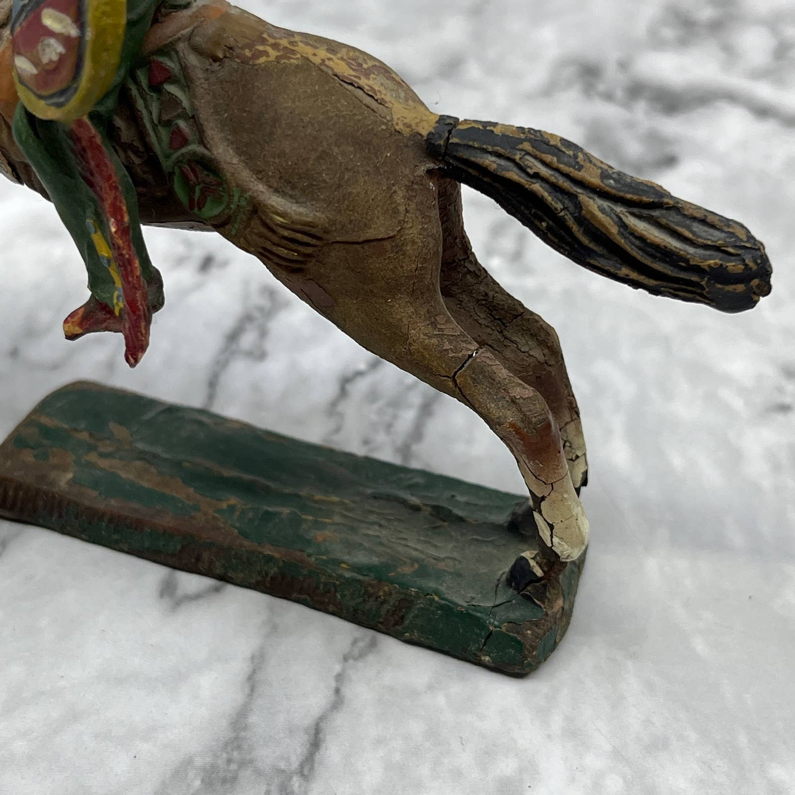 Vintage Elastolin Toy Figurine Germany Indian Chief Horse