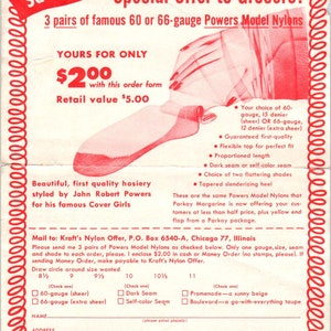 Nylons da Kraft dos anos 1950 capacitam modelo de meias de nylon Formulário de anúncio AE2