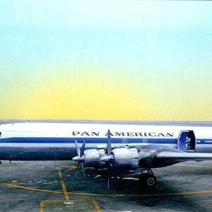Cartolina vintage Pan American Airways DC-7 CP PC18