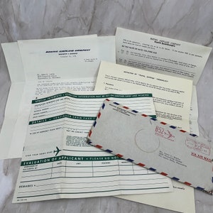 1955 Boeing Airplane Company Wichita KS Oferta de empleo y Ephemera AE3