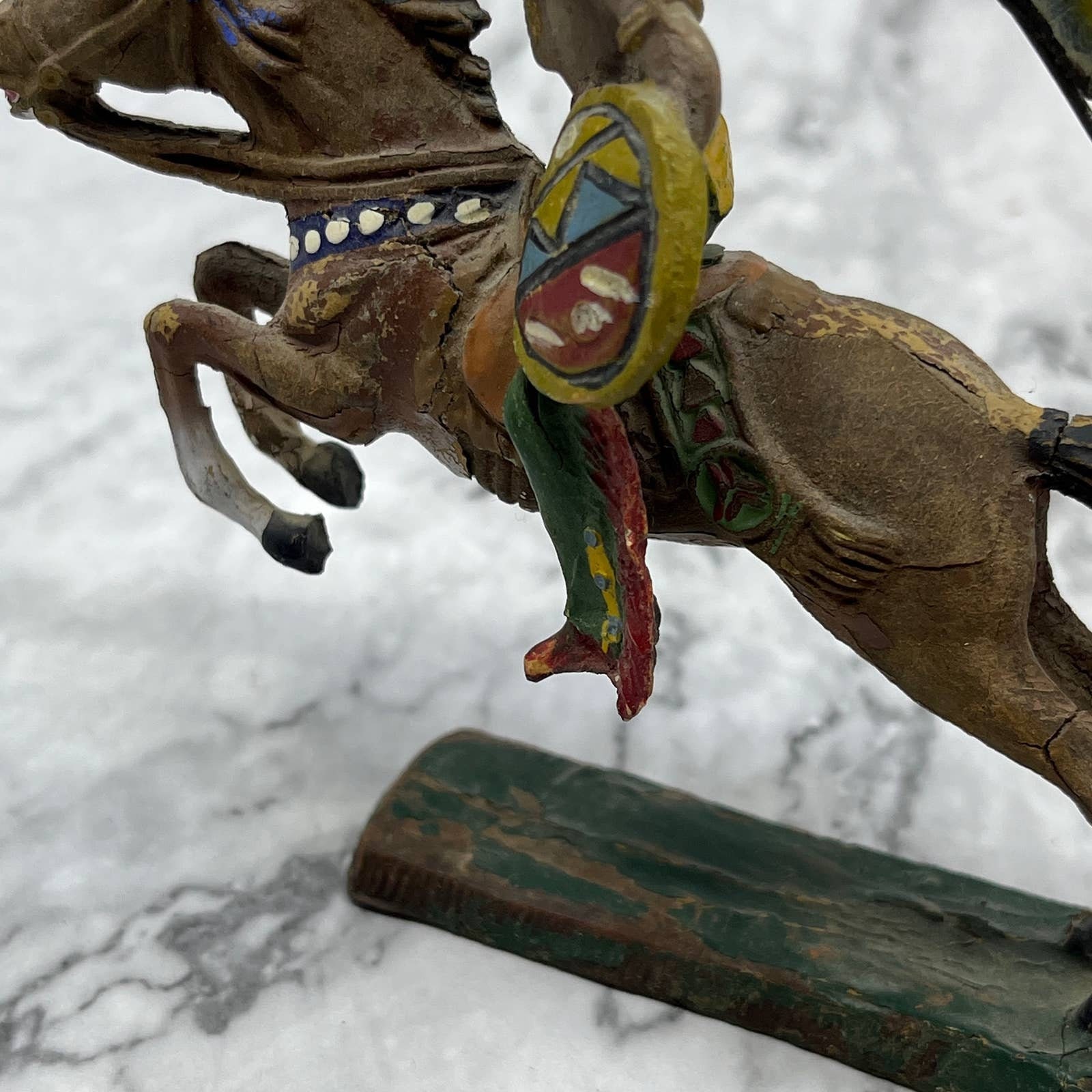 Vintage Elastolin Toy Figurine Germany Indian Chief Horse