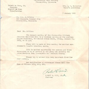 1952 Minneapolis Military Manpower Komitee Memo Robert E. Conn Jr. D9