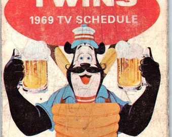 1969 Minnesota Twins Baseball Bear Hamms Pocket TV Schedule TK1-P3