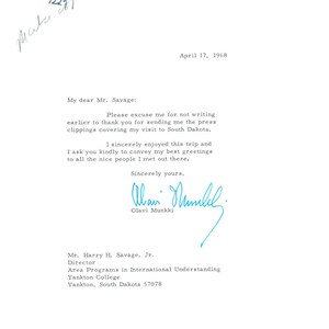 Memo del embajador de Finlandia Olavi Munkki con membrete de abril de 1968 TK1-P4