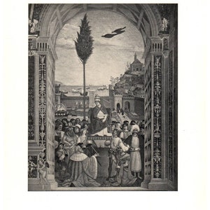 Pintoricchio Pope Pius II at Ancona 6.5x9.5&quot; 1904 Original Engraving Plate TJ8-8