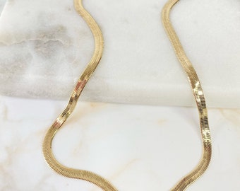 Herringbone choker, 18k gold plated, necklace, minimalist, gold necklace, minimalist, gold jewelry, choker,  gift for her, birthday gift