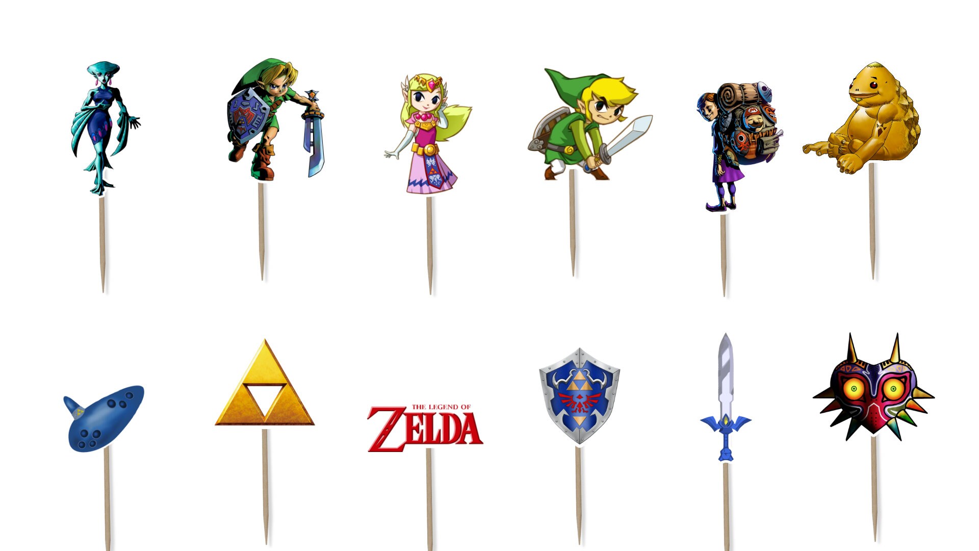 Zelda Cake Topper and Cupcake Toppers - Theme Birthday Supplies Favors
