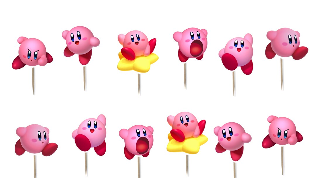Kirby Cupcake Toppers 12pc, 24 Pc, 36pc Etsy