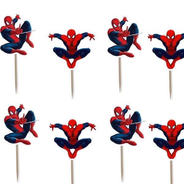 Spiderman Cupcake Toppers Etsy