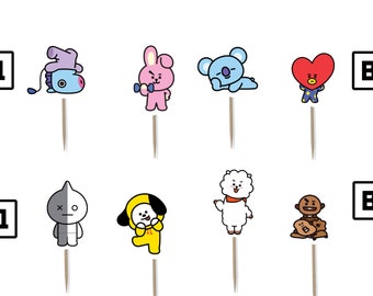 bts cupcake toppers etsy