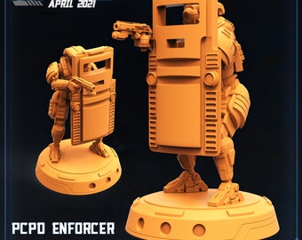 pcpd enforcer droid unit - d|Wargame|Tabletop|RPG|20 mm|28 mm|32 mm|Miniature|SCIFi|Future|Scale|Infantry|unpainted resin figure