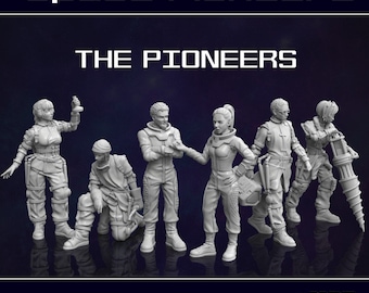 Space Pioneer Team |Wargame|Tabletop|RPG|20 mm|28 mm|32 mm|Miniature|SCIFi|Future|Scale|unpainted miniature|6 mm miniature|DnD