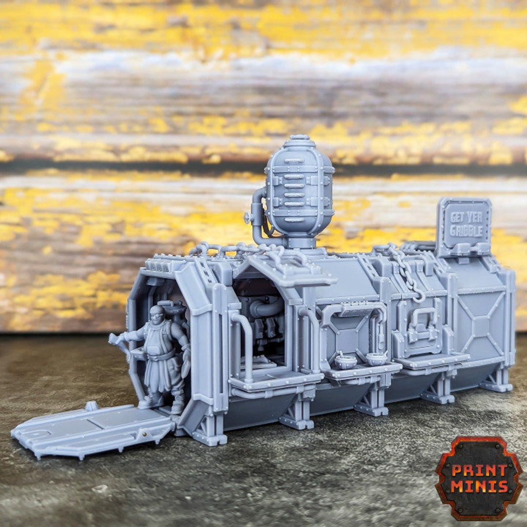Container Food Truck |wargame|tabletop|rpg|20 Mm|28 Mm|32 Mm|miniature ...