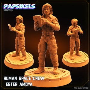 human space crew ester amoya |Papsikels|Wargame|Tabletop|RPG|20 mm|28 mm|32 mm|Miniature|SCIFi|Future|Scale|unpainted miniature|DnD