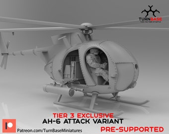 AH6 Helicopter |Wargame|Tabletop|RPG|20 mm|28 mm|32 mm|Miniature|Scale|unpainted miniature|6 mm miniature|DnD