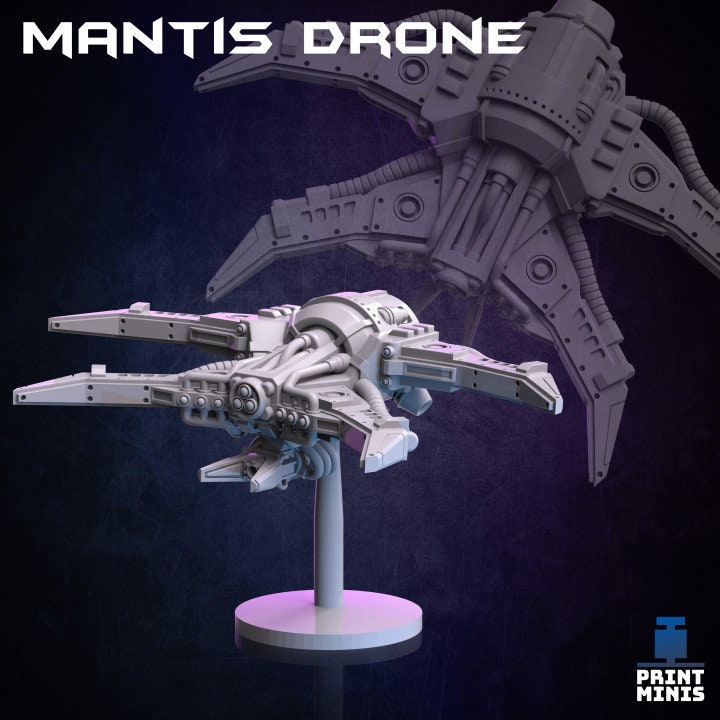 Mantis Drone |Wargame|Tabletop|RPG|20 mm|28 mm|32  mm|Miniature|SCIFi|Future|Scale|unpainted miniature|6 mm miniature|DnD