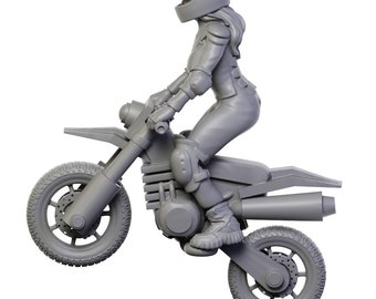 Motorcyclist Enduro |Wargame|Tabletop|RPG|20 mm|28 mm|32 mm|Miniature|SCIFi|Future|Scale|unpainted miniature|6 mm miniature|DnD