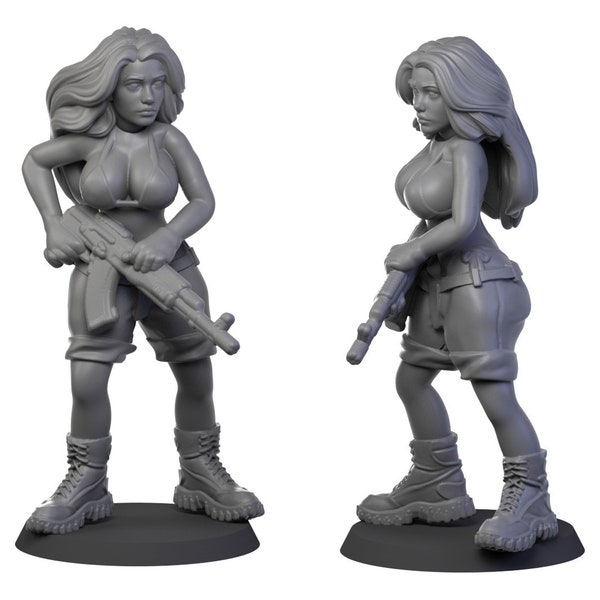 Jungle Squad Women |Wargame|Tabletop|RPG|20 mm|28 mm|32 mm|Miniature|SCIFi|Future|Scale|unpainted miniature||6 mm miniature|DnD