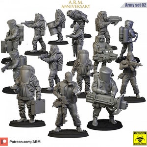 Biohazard Soldiers Set |Wargame|Tabletop|RPG|20 mm|28 mm|32 mm|Miniature|SCIFi|Future|Scale|unpainted miniature|6 mm miniature|DnD
