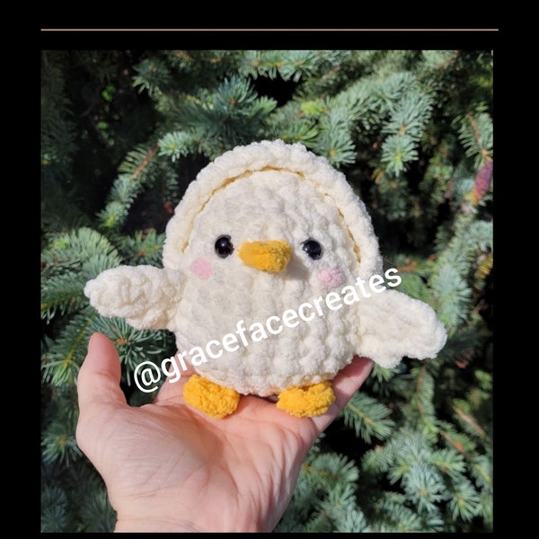 Peekaboo Pals Hatching Chick CROCHET PATTERN digital download PDF transforming amigurumi