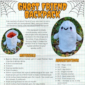 Ghost Friend Backpack CROCHET PATTERN Digital Download PDF