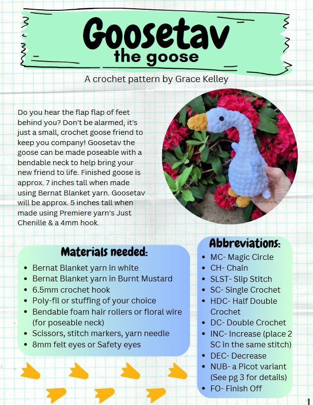 Goosetav the Goose Crochet Pattern goose amigurumi