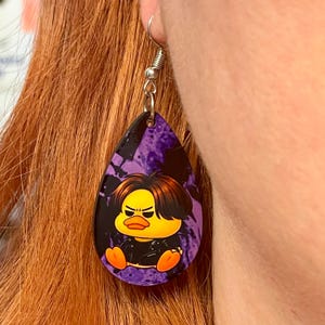 Grumpy Biker Duck Earrings