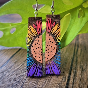 Sunflower Pride Earring - Queer Boho Earrings - Pansexual - Bisexual - Demi - LGBT - LGBTQ - LGBTQIA - Lesbian - Gay - Trans - Nonbinary