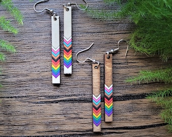 Rainbow Progress Pride Earring - Queer Earrings - Pan - Bisexual - Demi - LGBT - LGBTQ - Alphabet Mafia - Lesbian - Gay - Trans - Nonbinary