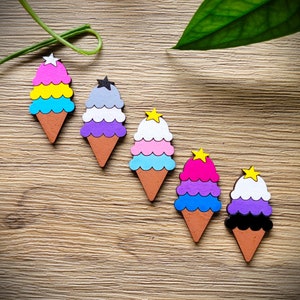 Ice Cream Cone Pride Flag Button or Magnet - Queer - Rainbow - Asexual - Bisexual - LGBT - LGBTQ - Gay - Trans - Nonbinary - Pansexual - Pin