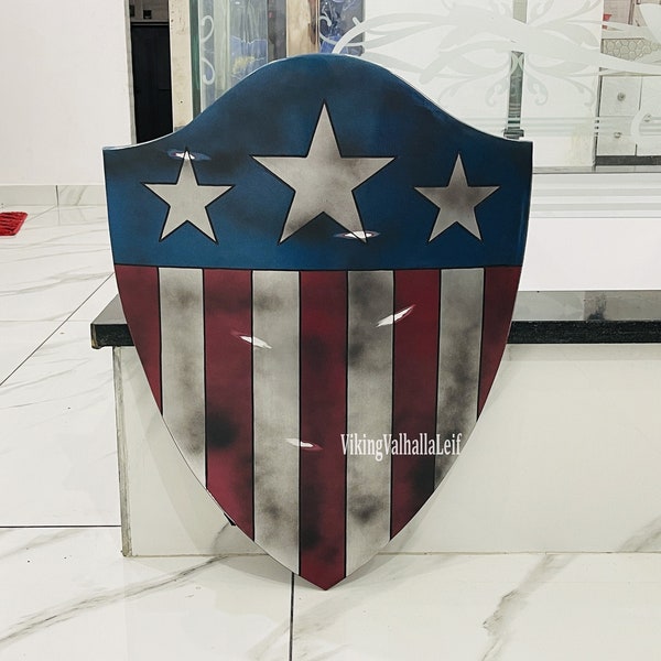 Captain America First Avenger Shield - Battle Damage Captain America Heater Shield Replica For Roleplay or Cosplay Shield