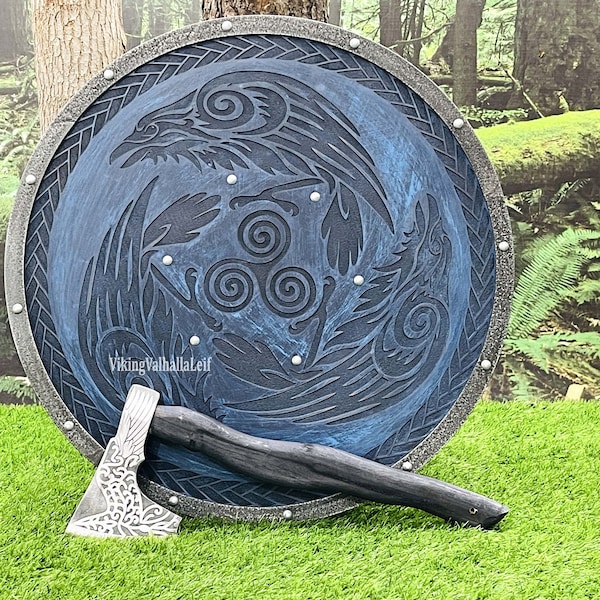 Eivor Valhalla Raven Authentic Battleworn Viking Shield Battle Ready Viking Shield Ragnar Viking Shield Viking Axe