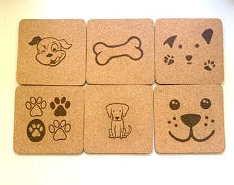 Dog Cork Coasters- Gift for Dog Lovers