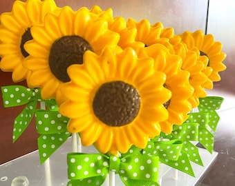 1 SUNFLOWER Chocolate Lollipops/Flowers lollipop/Sunflower Lollipops/Chocolate Lollipops