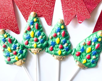 CHRISTMAS TREE Chocolate Lollipops/Free Christmas Packaging