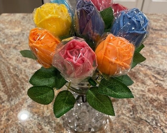 8 Chocolate Roses Assorted Colors