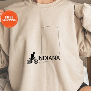 Indiana Karte Sweatshirt für Radfahrer, Sweatshirt für Hoosiers, Hoosiers Radfahrer Shirt, Hoosiers Radfahrer Sweatshirt, Hoosiers Cycling Club