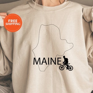 Sudadera ciclista de Maine para mujer, sudadera ciclista para mainers, sudaderas residentes principales, sudadera de mapa de Maine para ella, camisa de mapa de Maine