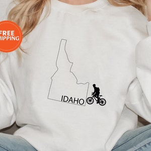 Idaho State Radfahren Sweatshirt für Frauen, Idaho State Karte Sweatshirt, Idaho Karte Radfahren Shirt für Sie, Idaho Mountainbiken Shirt, Unisex