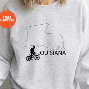 Louisiana Biking Sweatshirt für Radfahrer, Louisiana Mountainbike Sweatshirt, Radfahren Outdoor Sweatshirt für Radfahren, Louisiana Map Shirt