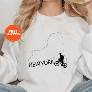 New York Radfahren Sweatshirt für Mädchen, Radfahren Sweatshirt für sie, New Yorker Sweatshirt zum Radfahren, süßes Sweatshirt, Sweatshirt für sie